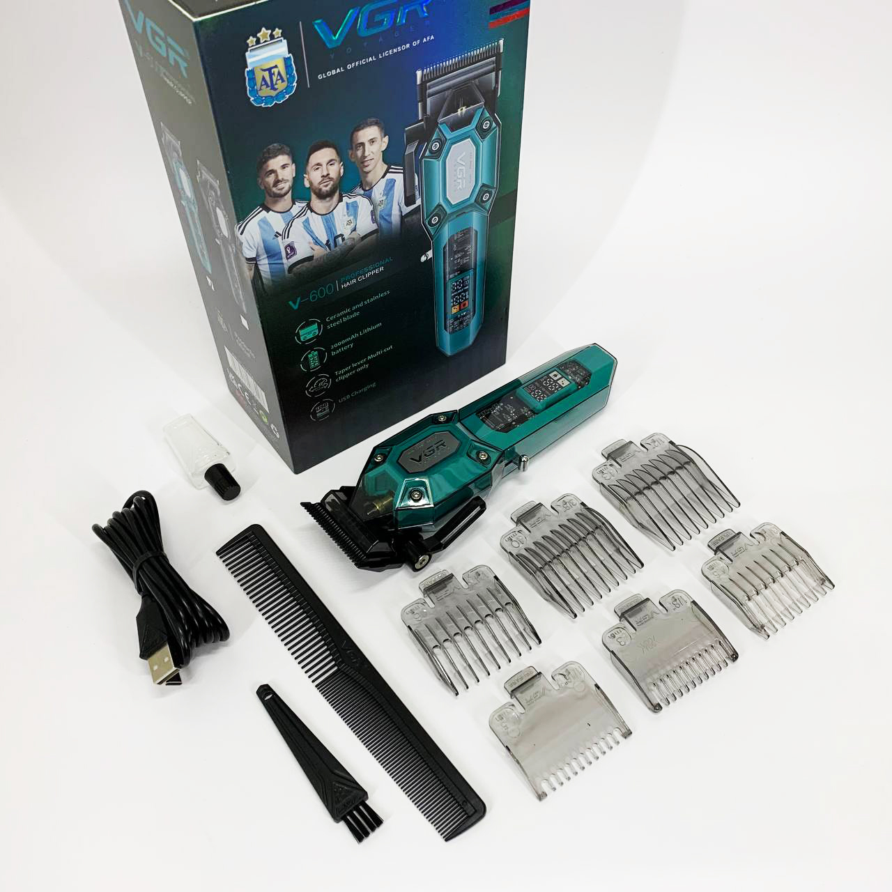 Акумуляторна машинка для стрижки VGR V-600 зеленого кольору - Зображення 3