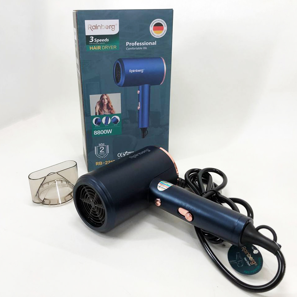 Фен Rainberg RB-2212 8800 Вт з регуляцією температури та швидкості Blue - Зображення 3