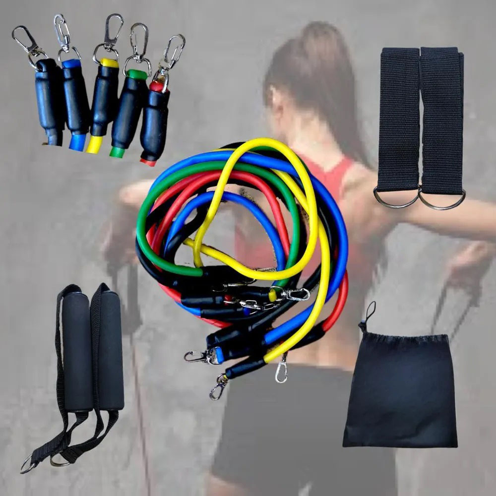 Эспандер резина для зарядок exercise pipe, эспандер резиновый жгут упражнения, Фитнес резинки 5 в 1 - Зображення 36