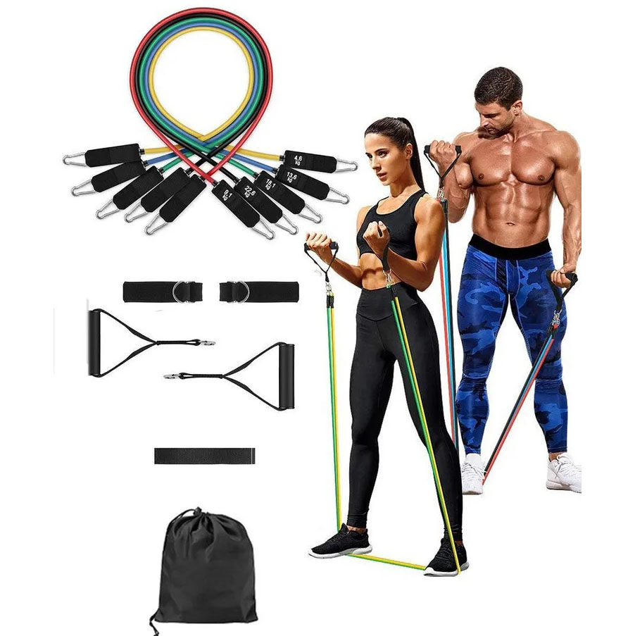 Эспандер резина для зарядок exercise pipe, эспандер резиновый жгут упражнения, Фитнес резинки 5 в 1 - Зображення 7