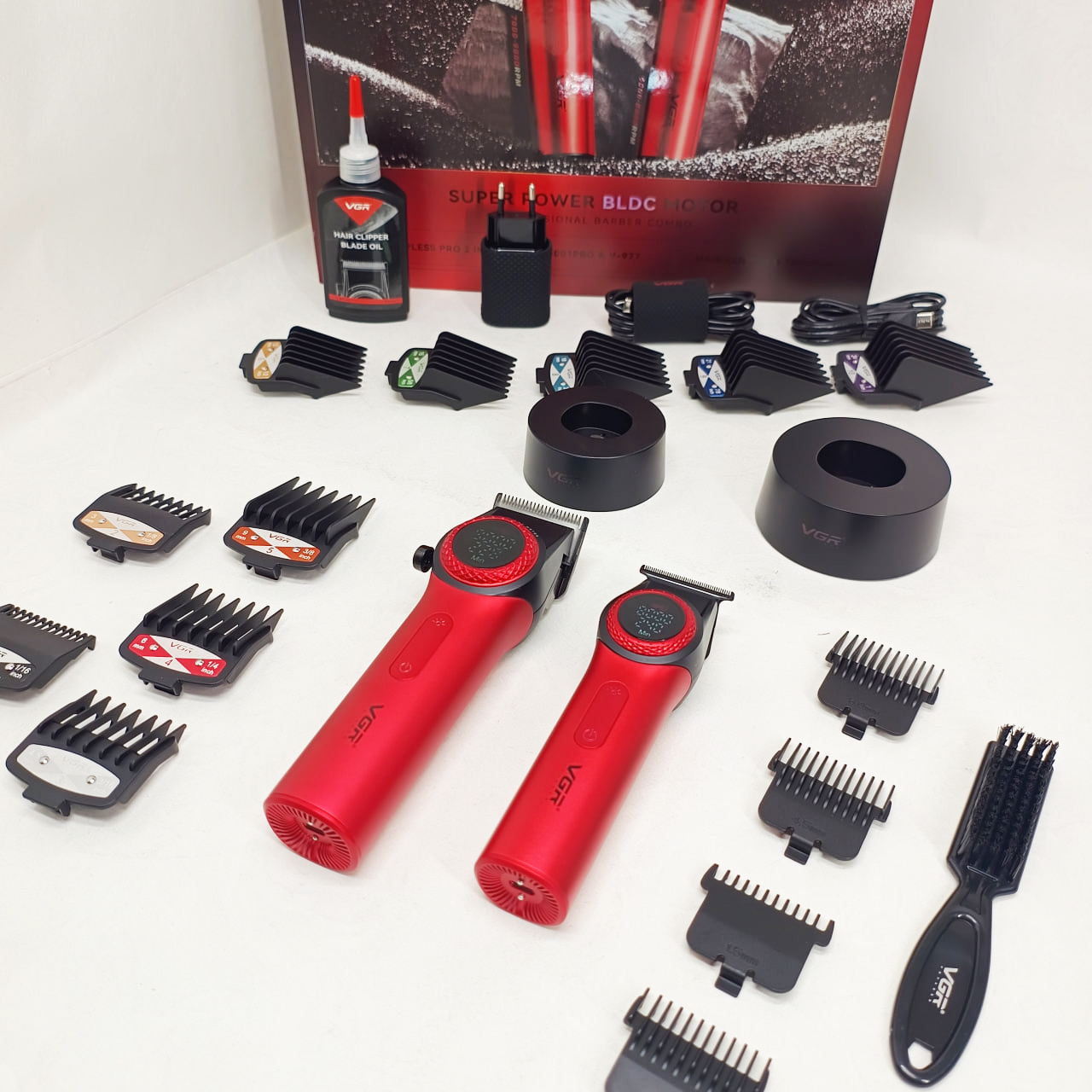Набір VGR 2в1 V-001 V-977 RED акумуляторна машинка для стрижки та триммер червоний - Зображення 5