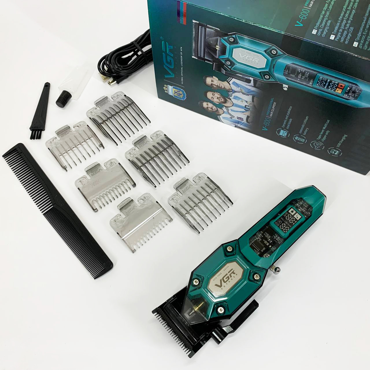 Акумуляторна машинка для стрижки VGR V-600 зеленого кольору - Зображення 6