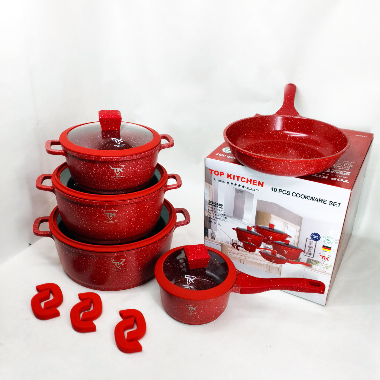 Набір каструль Top Kitchen TK00050 10 предметів з антипригарним покриттям Red - Зображення 3