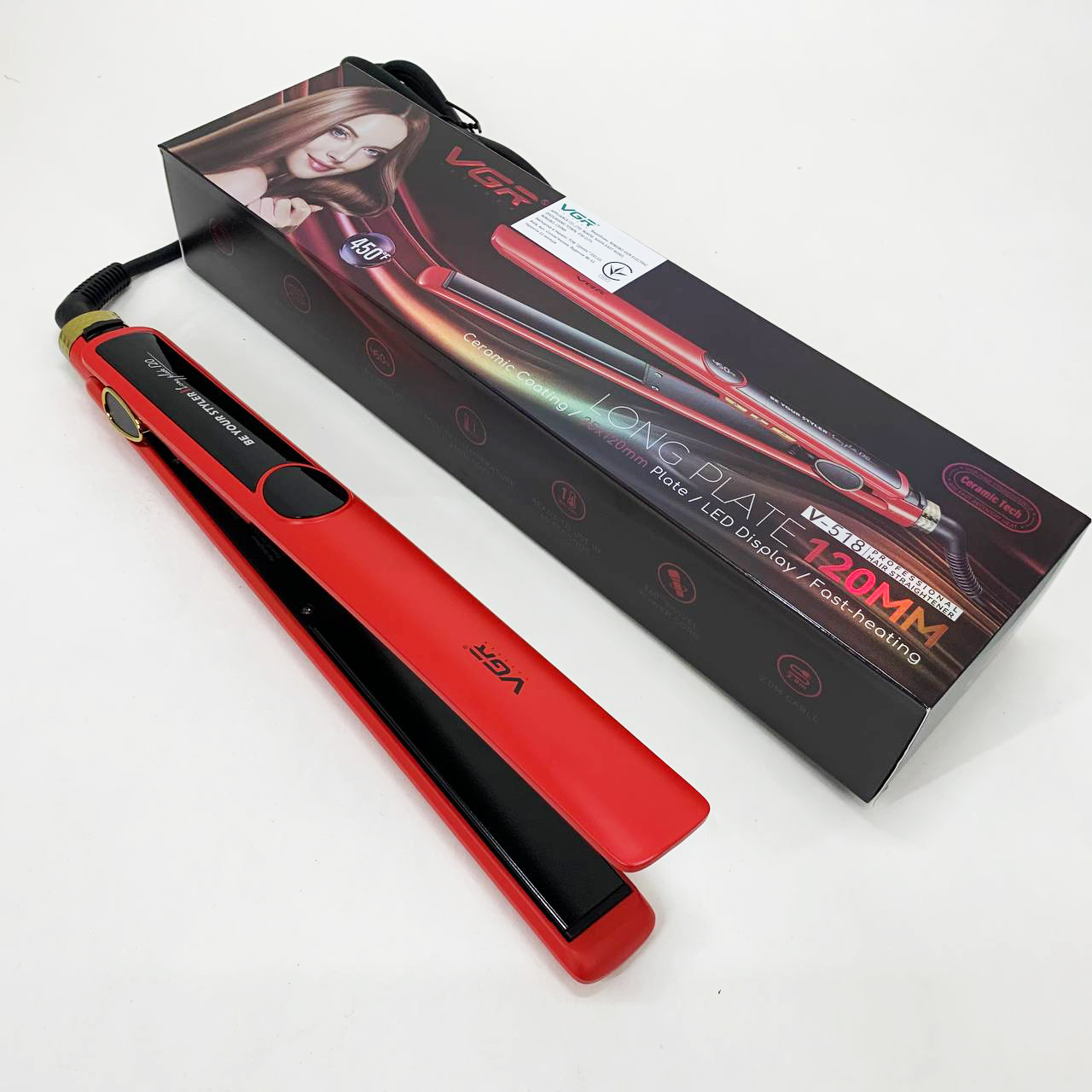 Плойка VGR V-518 RED з керамічними пластинами - Зображення 4