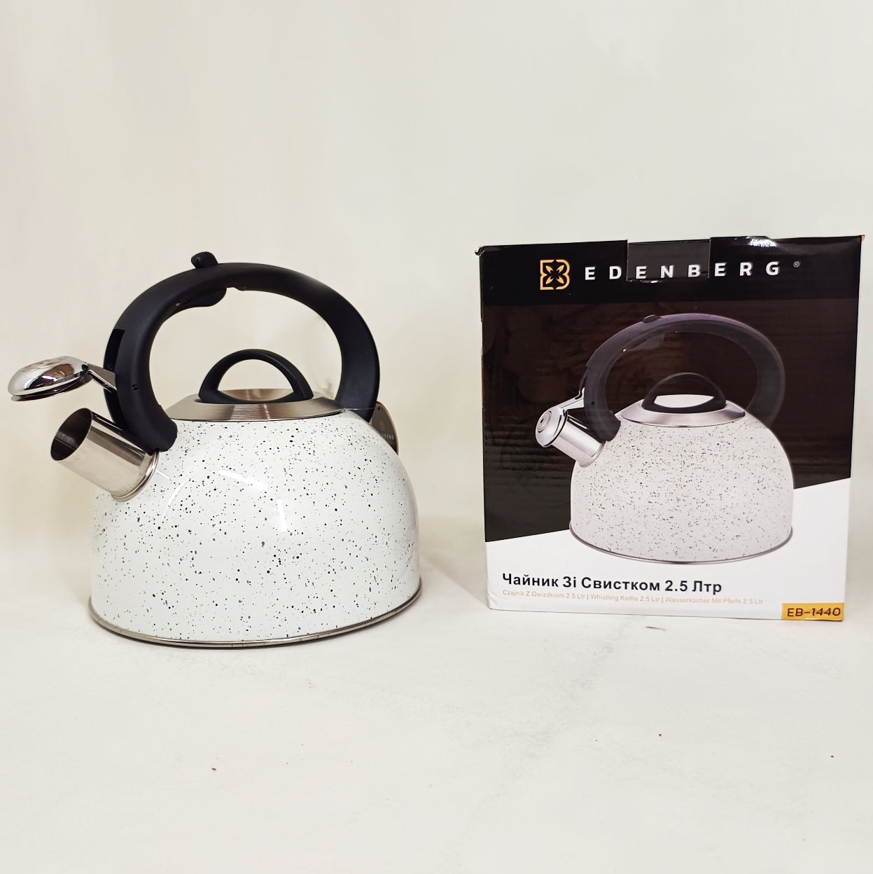 Чайник зі свистком Edenberg EB-1440 з мармуровим покриттям 2.5л White - Зображення 4