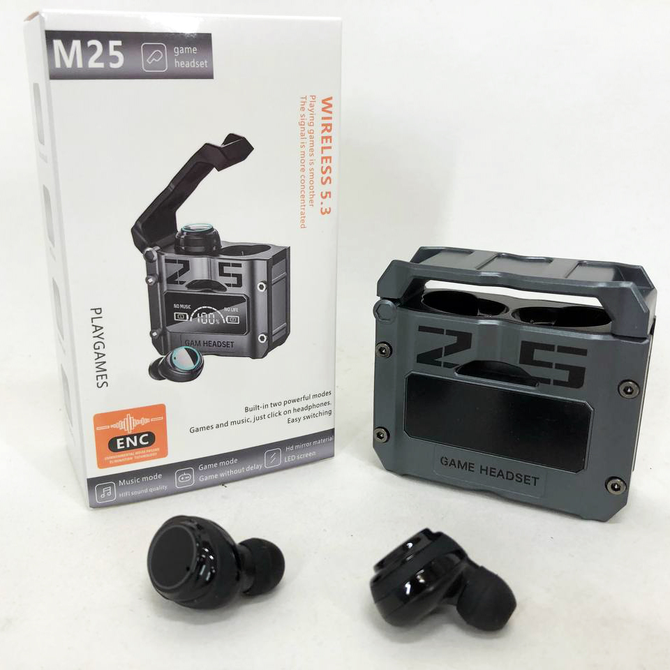 Бездротові навушники M25 Bluetooth 5,3 ігрові механічні армовані подвійного режиму