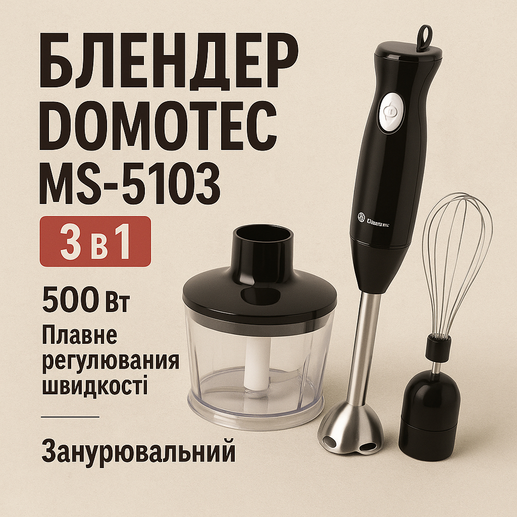 Блендер DOMOTEC MS-5103 3в1 погружной 500Вт ручной погружной блендер, электрический блендер - Зображення 68