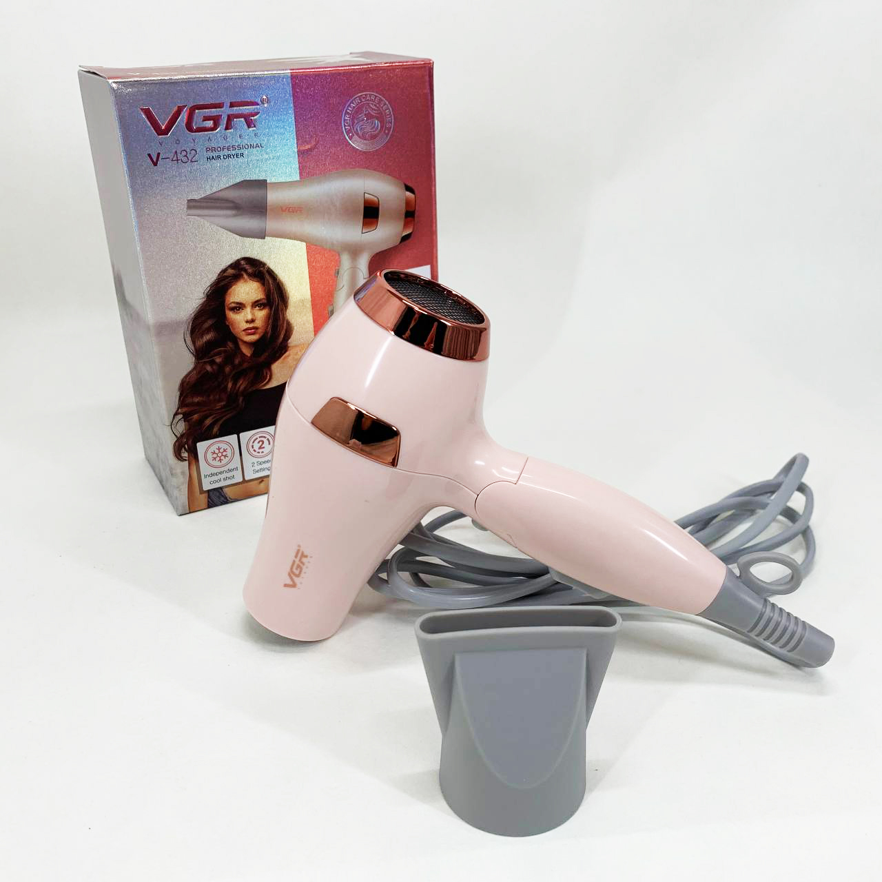 Фен для волосся дорожній VGR V-432 PINK 2 режиму рожевий - Зображення 3