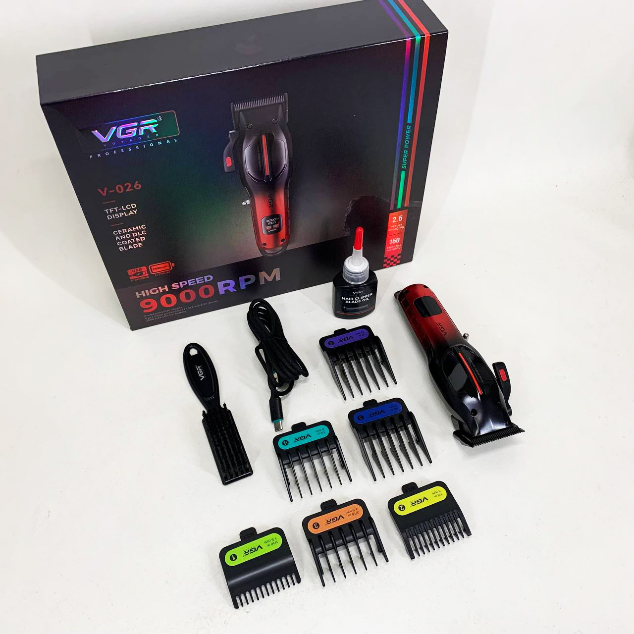 Акумуляторна машинка для стрижки VGR V-026 RED червоного колору - Зображення 3