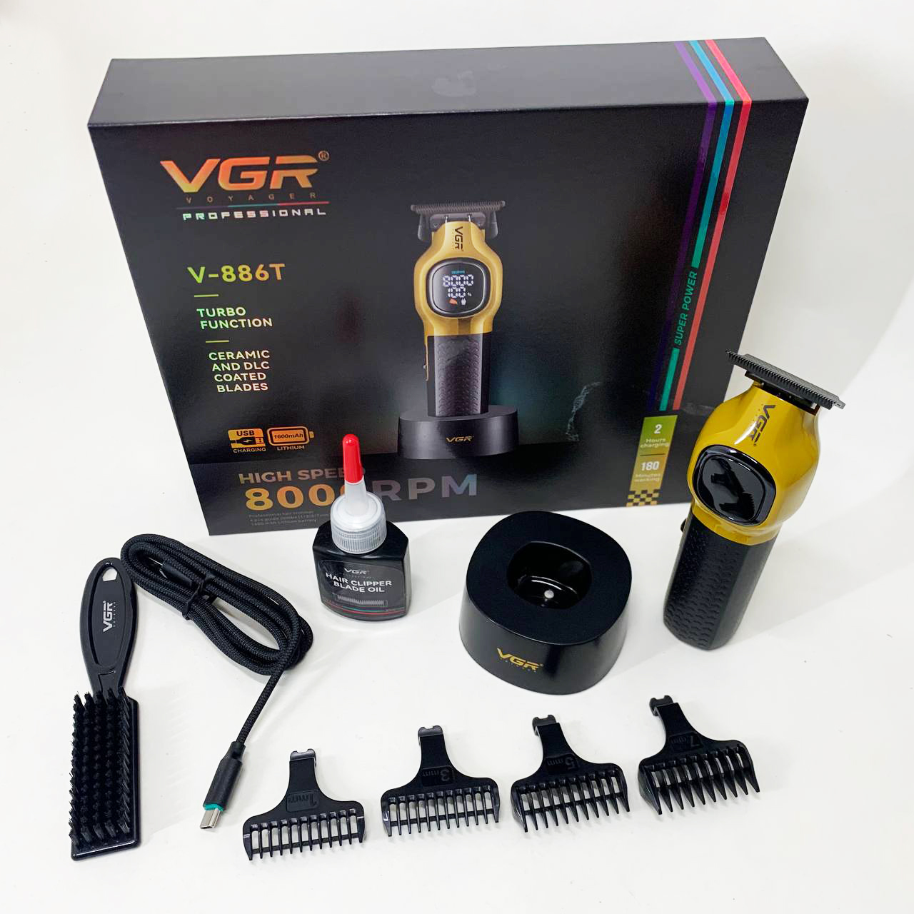 Тример VGR V-886T GOLD 8000 RPM з 4 насадками для стрижки волосся - Зображення 6