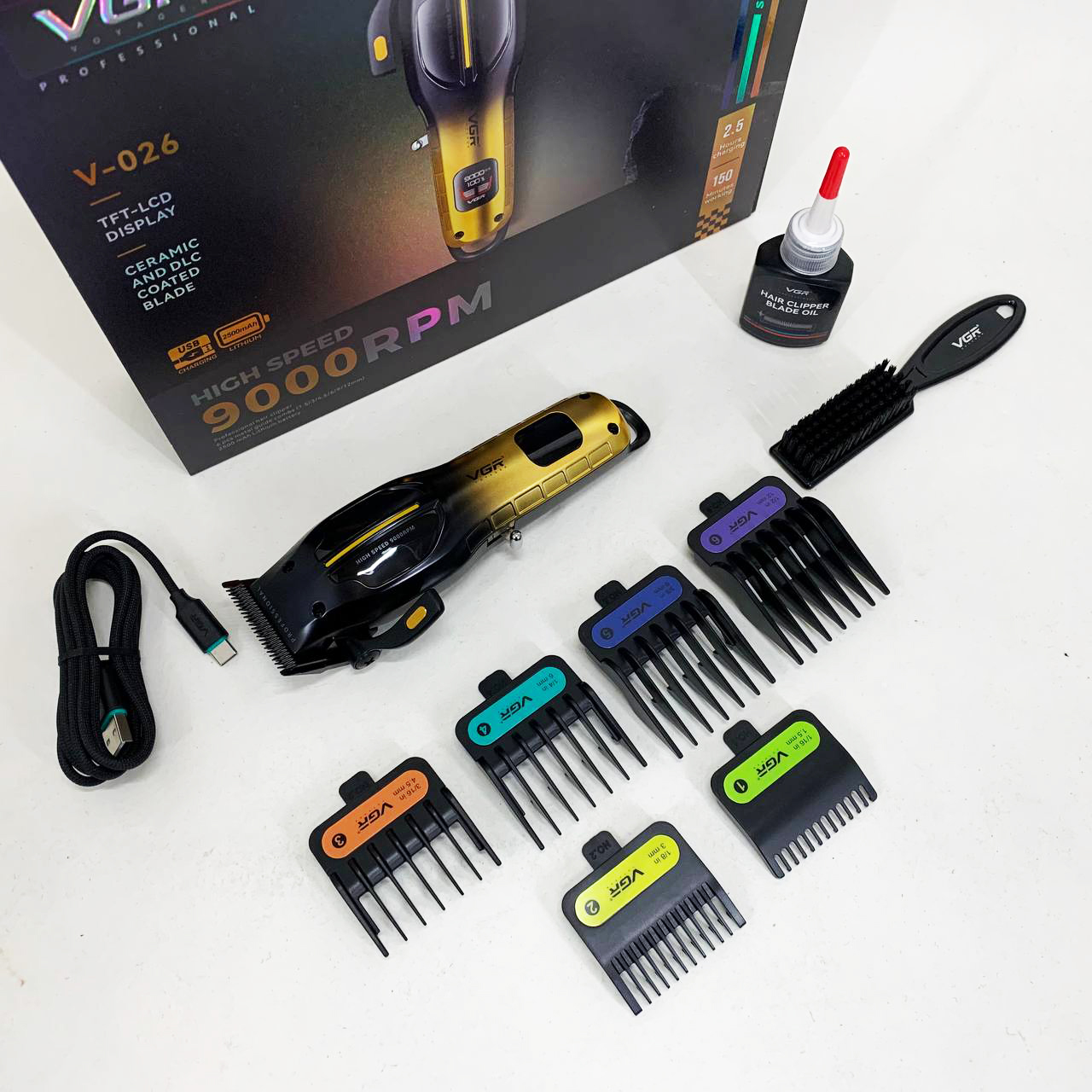 Акумуляторна машинка для стрижки VGR V-026 GOLD золотого колору - Зображення 2