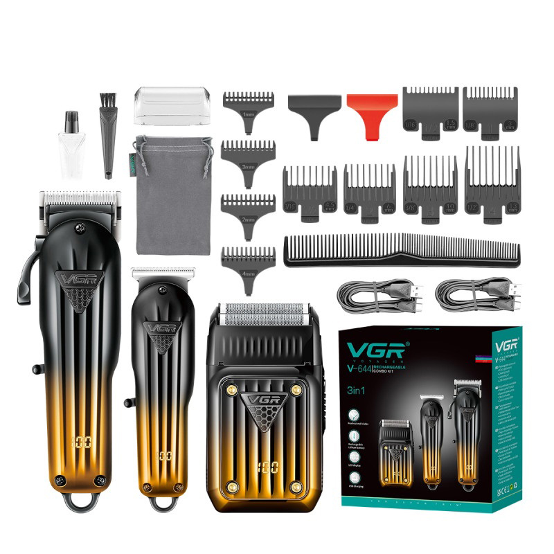 Акумуляторна машинка VGR V-644 3в1 для стрижки