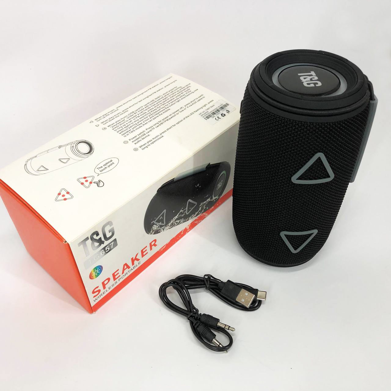 Bluetooth-колонка TG657 з RGB підсвічуванням 1500 мАч чорного кольору - Зображення 5