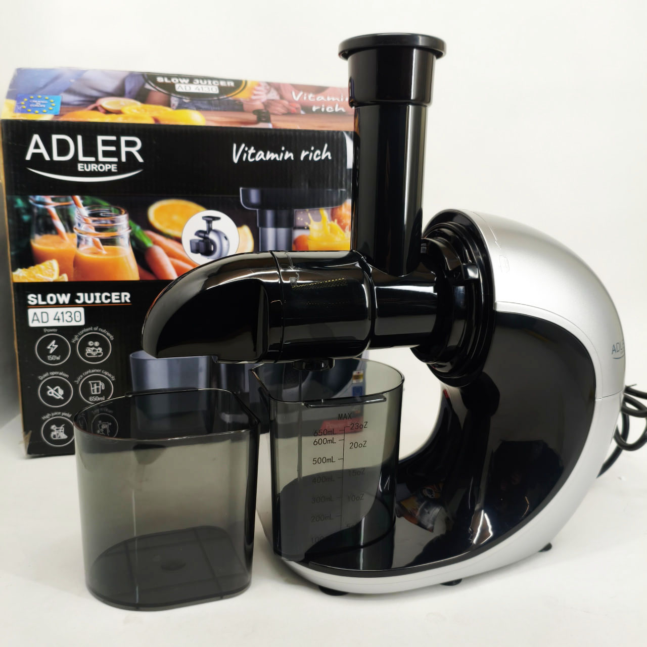 Соковитискач шнековий Adler AD 4130 150 Вт для цитрусових фруктів та овочів - Зображення 3