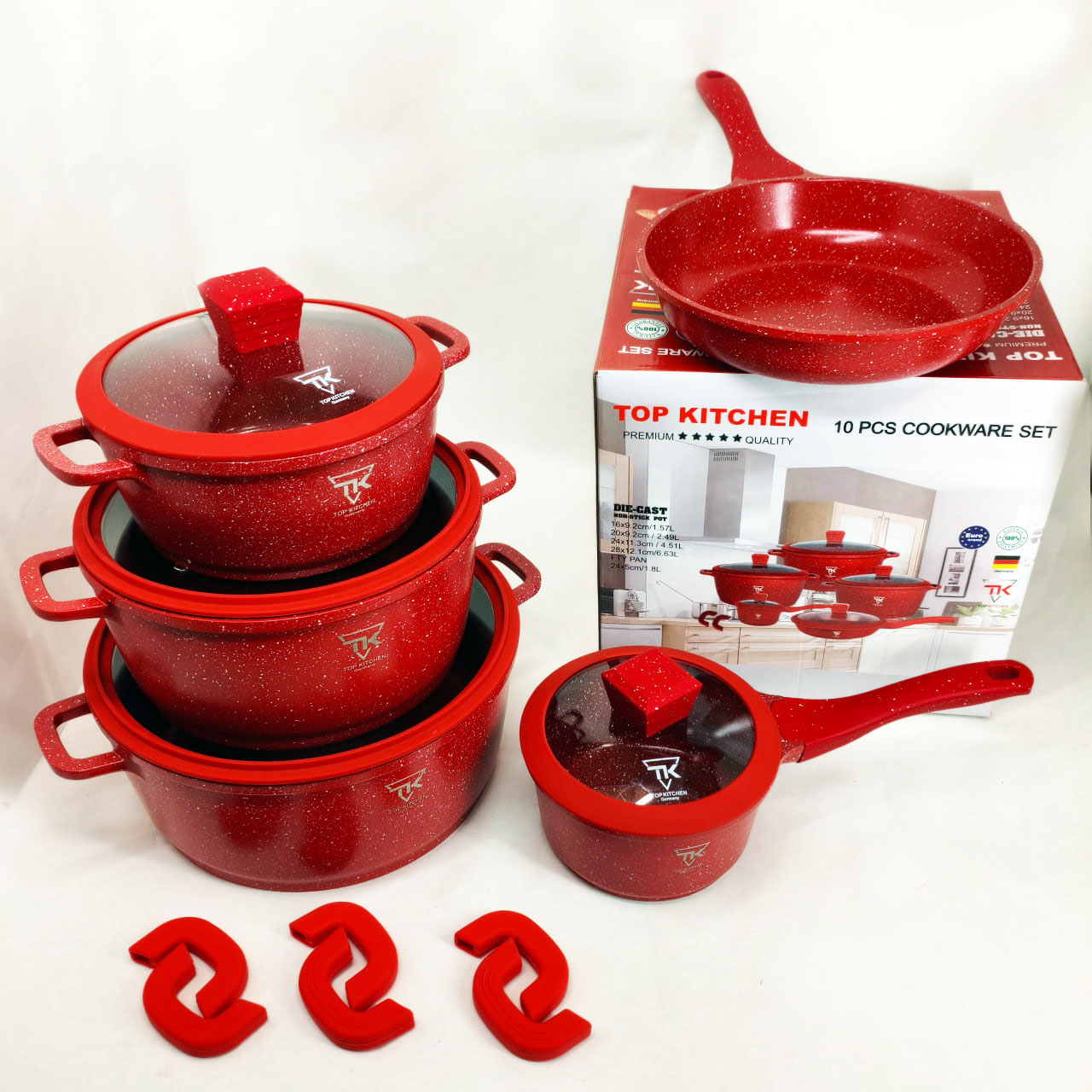 Набір каструль Top Kitchen TK00050 10 предметів з антипригарним покриттям Red