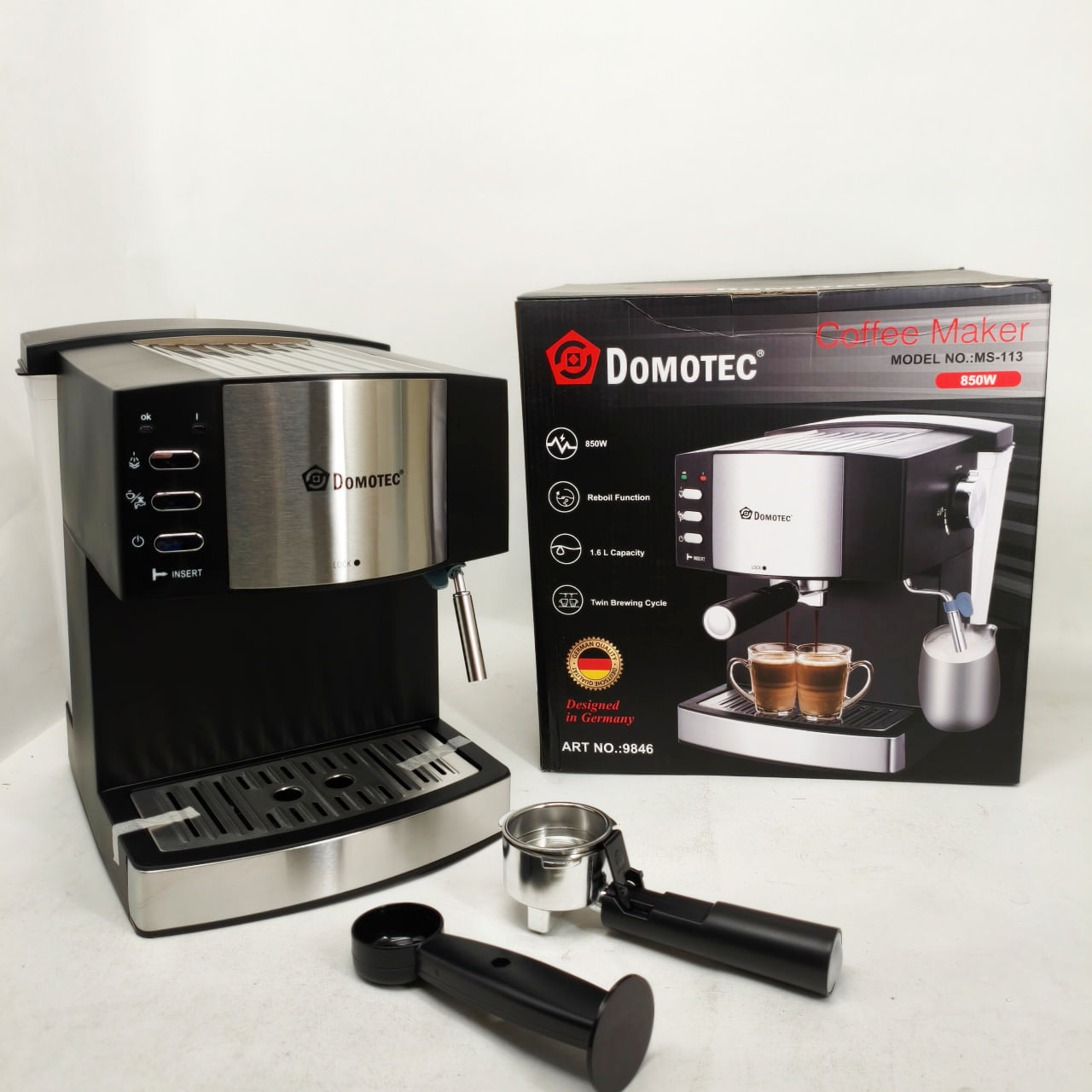 Рожкова кавомашина кавоварка Domotec MS-113 1.6л 15 Бар 850Вт - Зображення 5