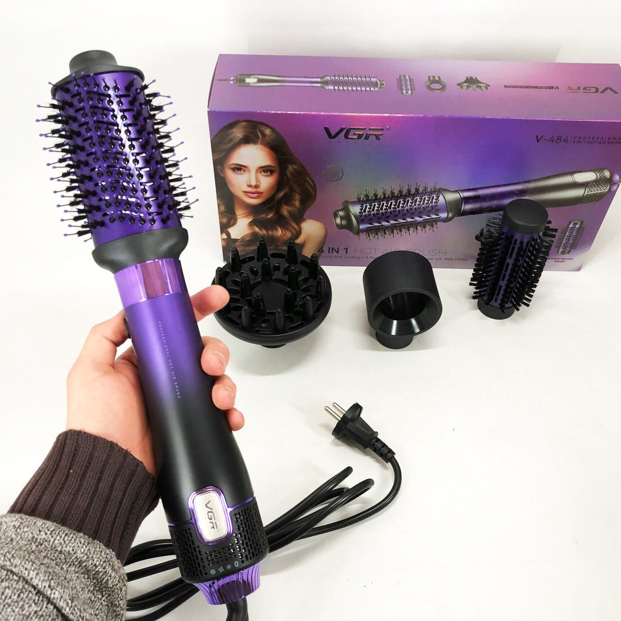 Фен-щітка стайлер VGR V-484 4в1 фіолетового кольору - Зображення 5