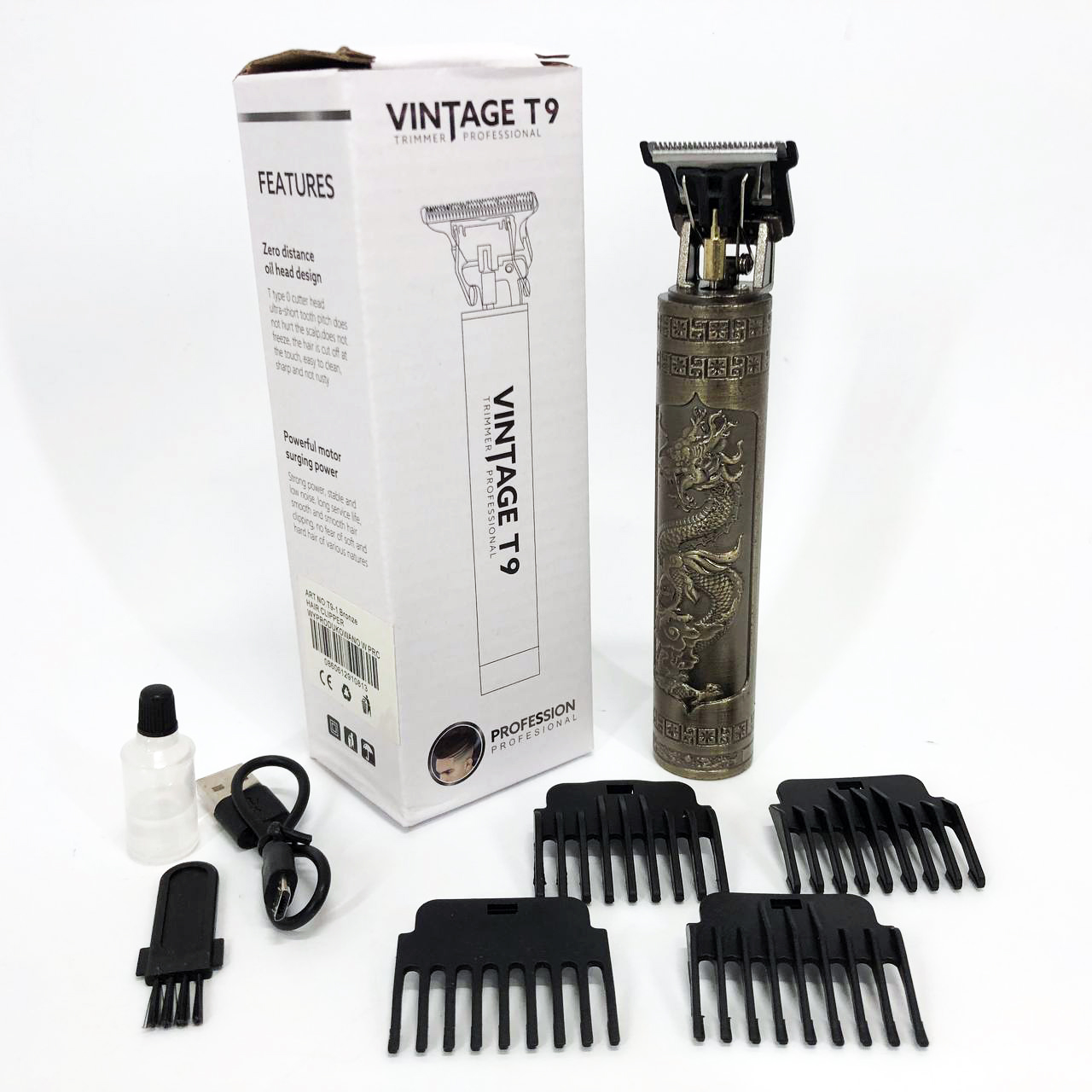 Машинка для стрижки волосся Vintage T9-1 з 4 насадками