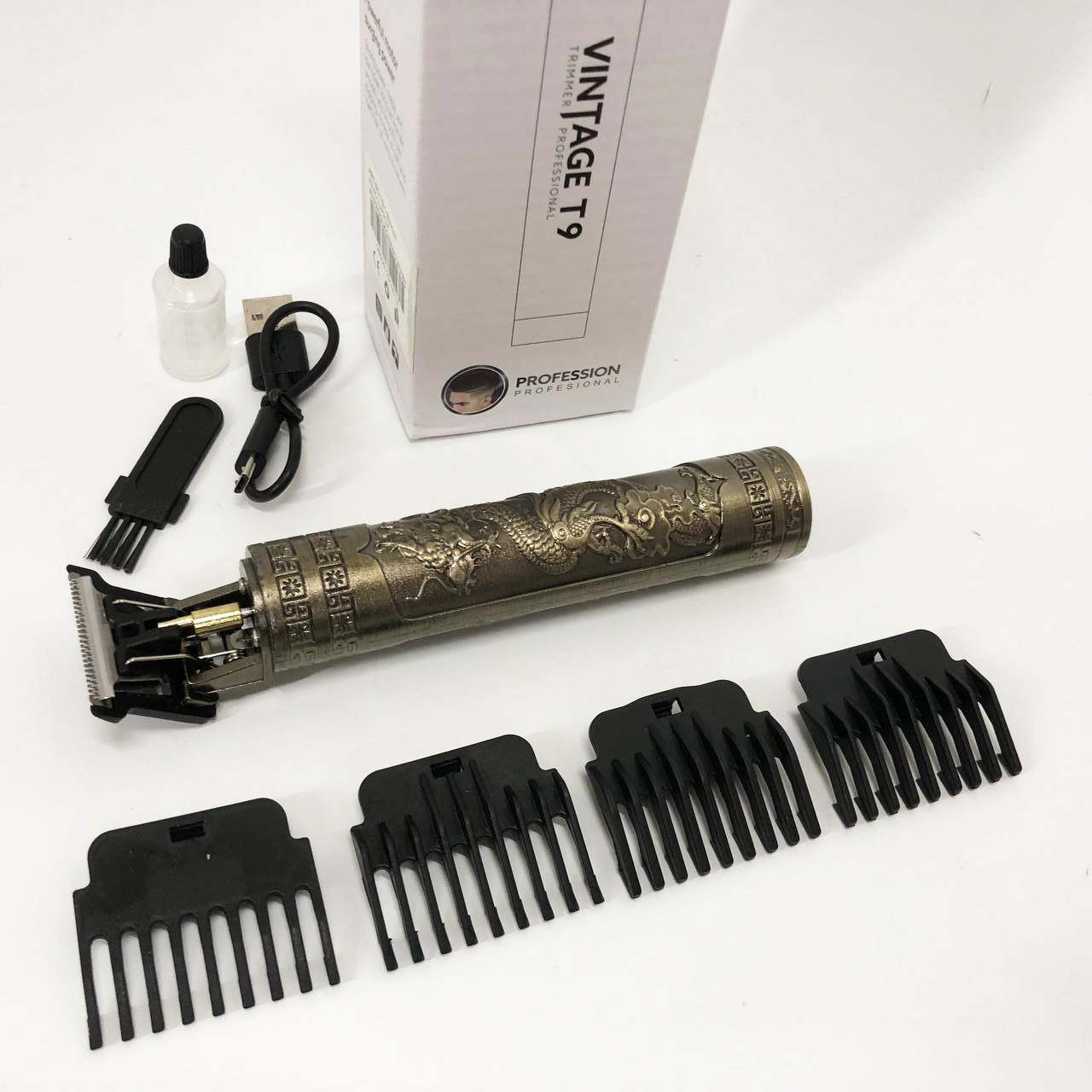 Машинка для стрижки волосся Vintage T9-1 з 4 насадками - Зображення 6