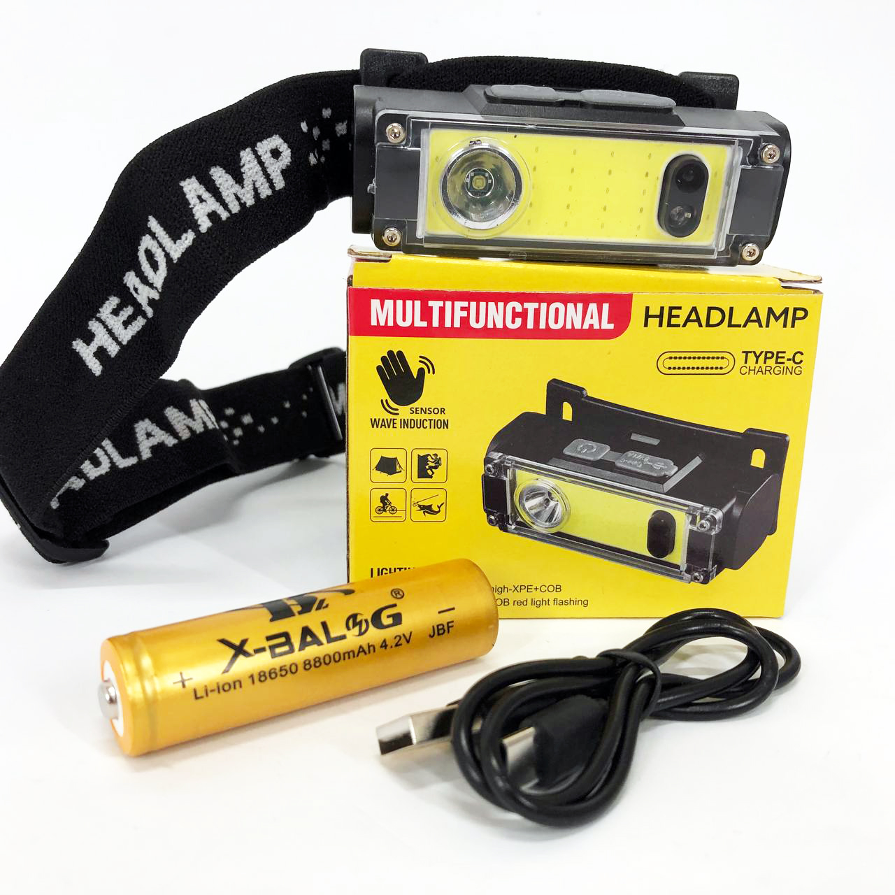 Налобний ліхтар BL-T124-ХРЕ+COB White+Red водонепроникний LED - Зображення 2
