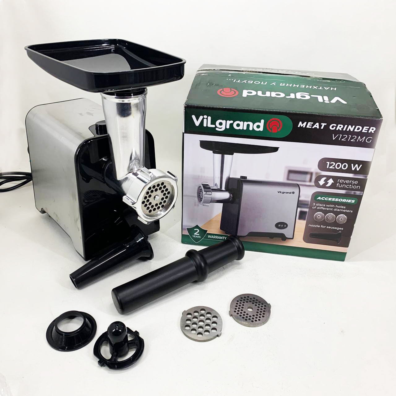 Електрична м’ясорубка VILGRAND V1212MG 1200 Вт нержавіюча сталь - Зображення 4