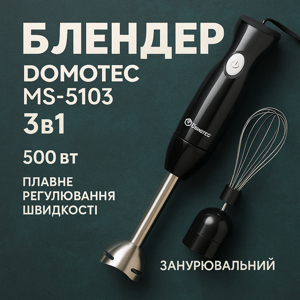 Блендер DOMOTEC MS-5103 3в1 погружной 500Вт ручной погружной блендер, электрический блендер - Зображення 55