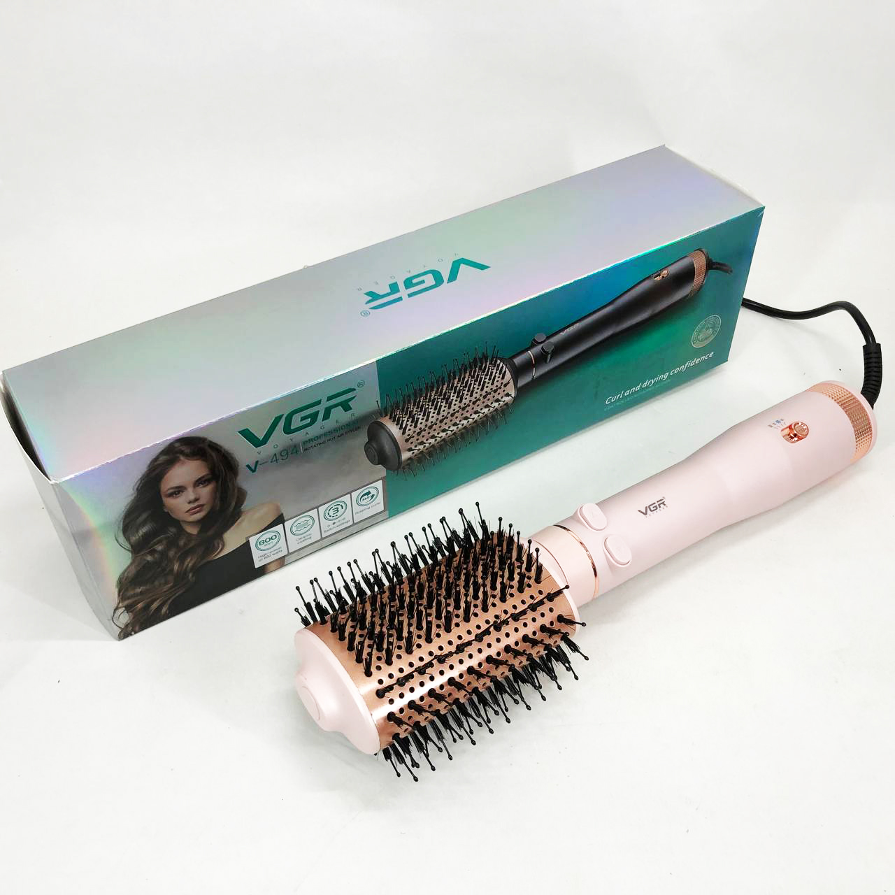 Електричний фен браш VGR V-494 800 Вт Pink для укладання волосся - Зображення 2