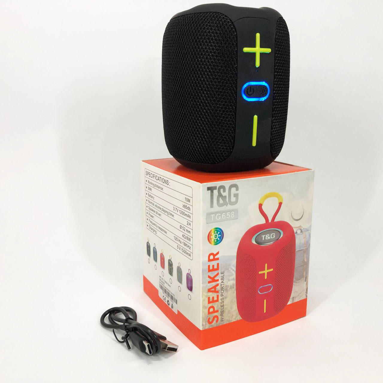 Портативна Bluetooth колонка TG658 8 Вт з RGB підсвічуванням чорного кольору - Зображення 5