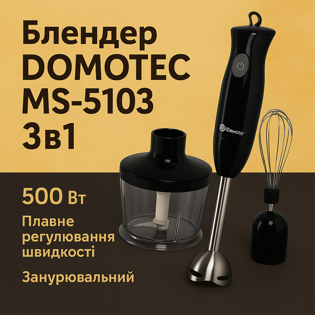 Блендер DOMOTEC MS-5103 3в1 погружной 500Вт ручной погружной блендер, электрический блендер - Зображення 73