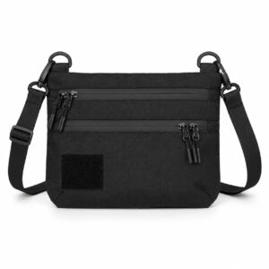 Сумка тактична чорна з Cordura 1000D через плече з VELCRO-панеллю