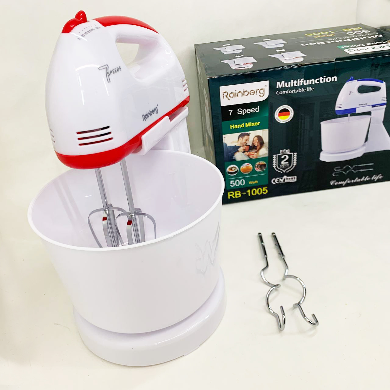 Міксер Rainberg RB-1005 7 швидкостей 500 Вт з чашею 2 л Red - Зображення 3