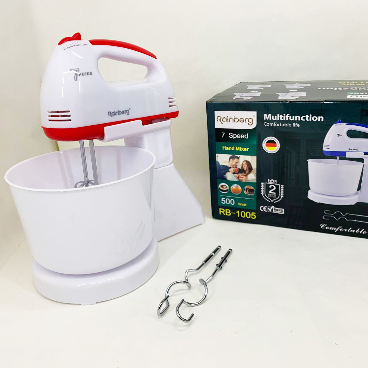 Міксер Rainberg RB-1005 7 швидкостей 500 Вт з чашею 2 л Red - Зображення 4