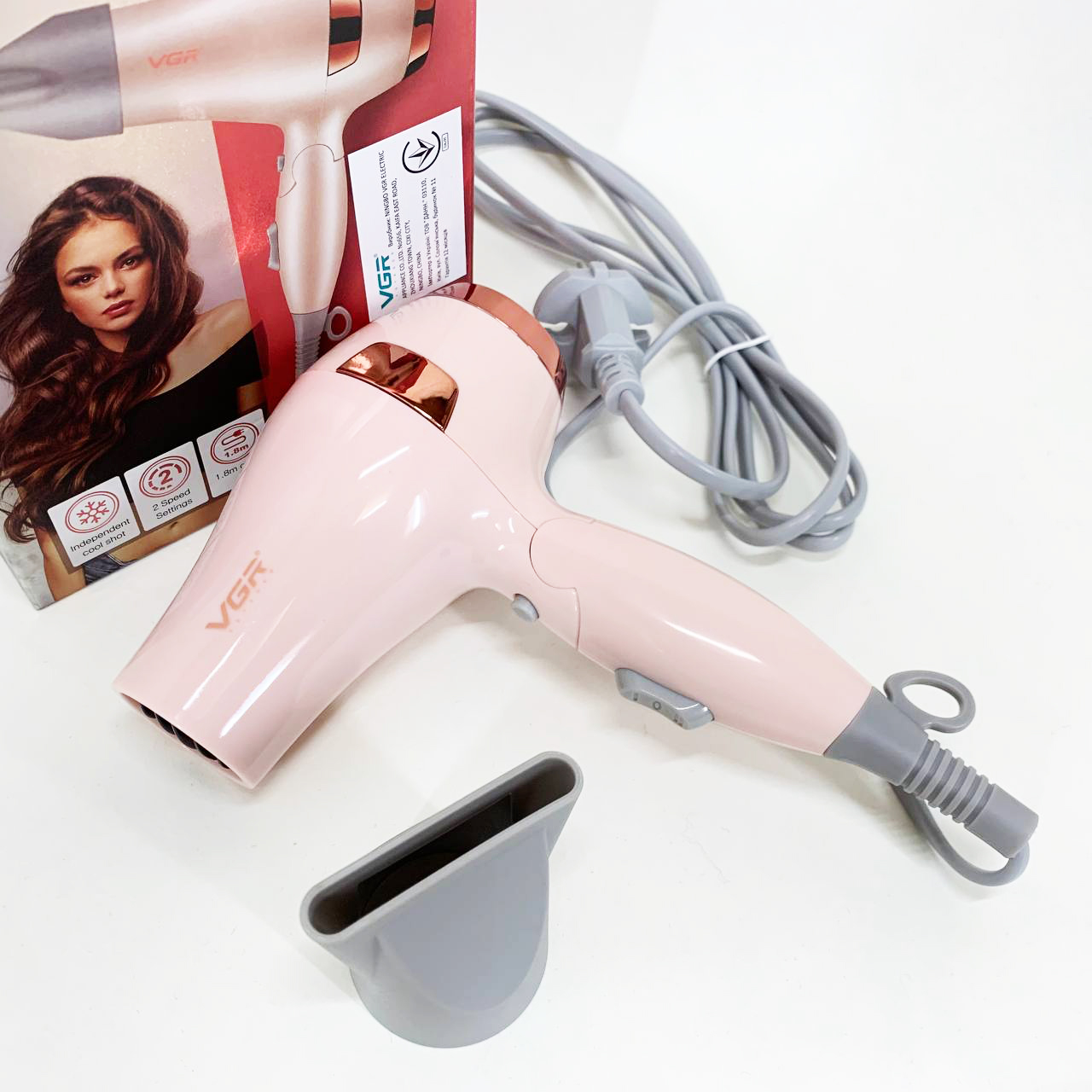 Фен для волосся дорожній VGR V-432 PINK 2 режиму рожевий - Зображення 5