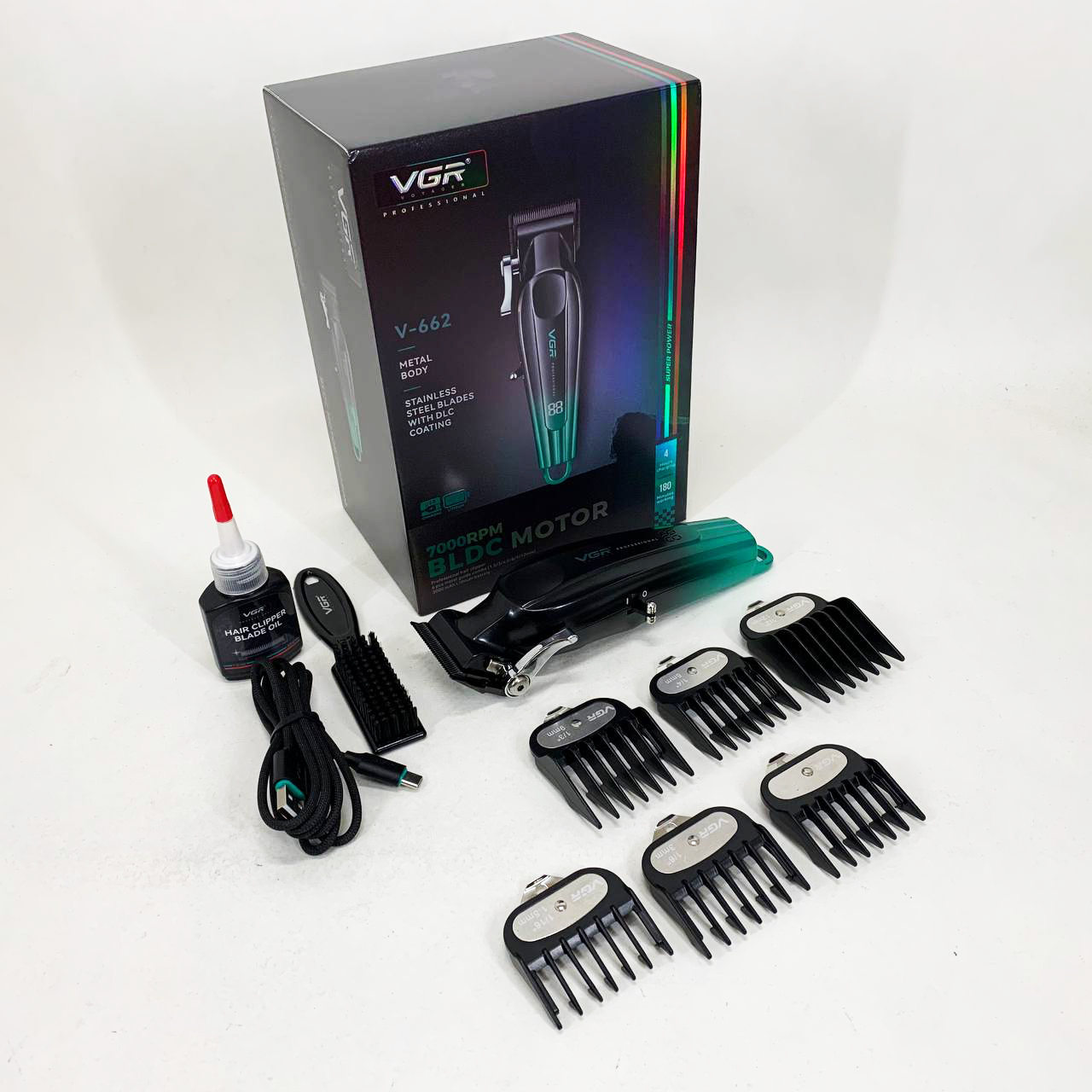 Акумуляторна машинка для стрижки VGR V-662 зелена - Зображення 3