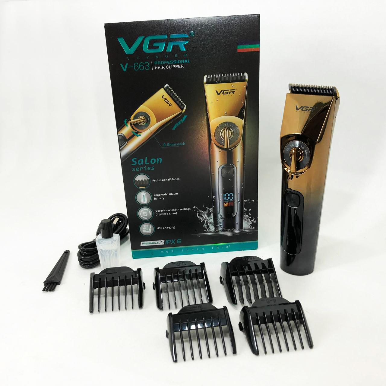 Бездротова машинка для стрижки VGR V-663 тример для волосся, бороди та вусів - Зображення 2