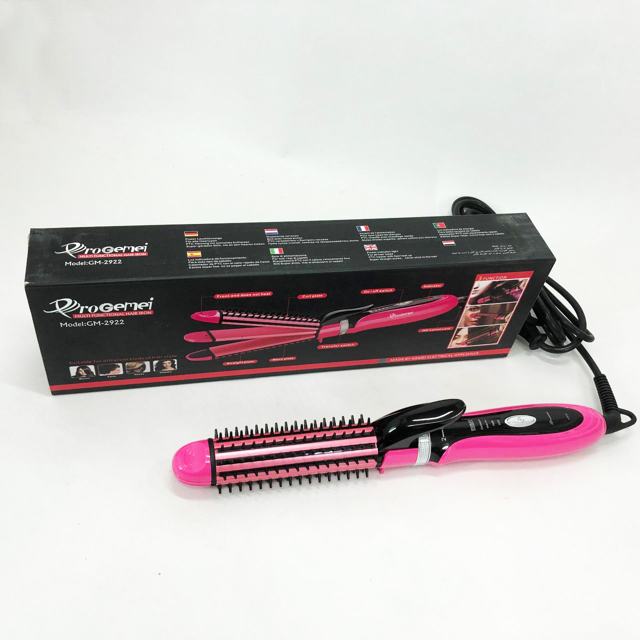 Плойка-праска 3в1 Geemy GM-2922 для завивки волосся pink - Зображення 5