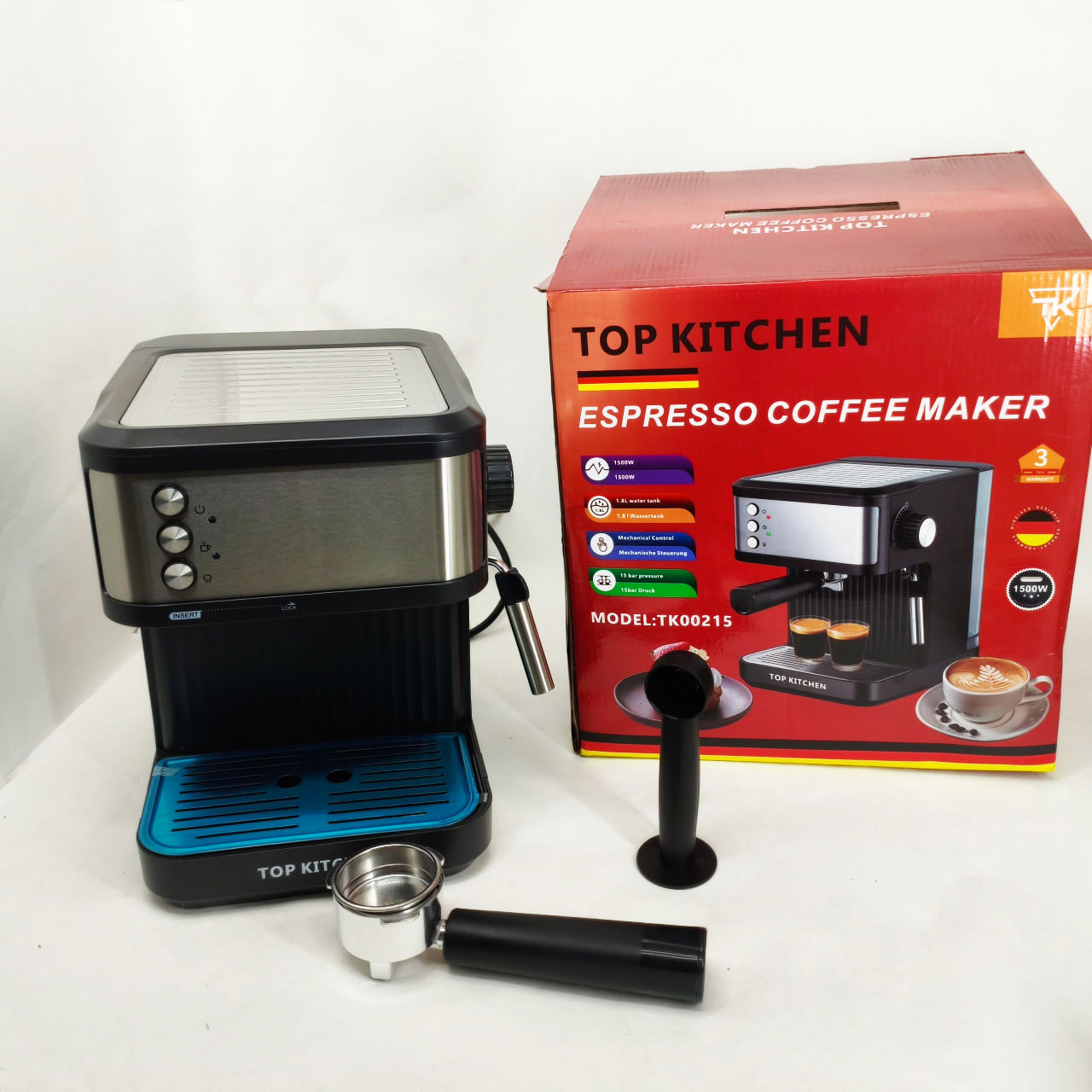 Кавоварка Еспресо Top Kitchen TK00215 ріжкова 1500 Вт 1,8 л 1–3 чашки 15 Бар - Зображення 2