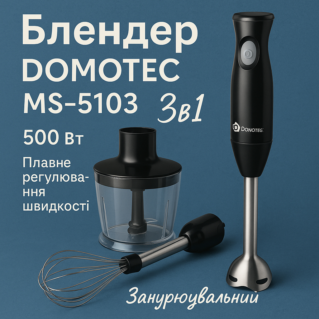 Блендер DOMOTEC MS-5103 3в1 погружной 500Вт ручной погружной блендер, электрический блендер - Зображення 39
