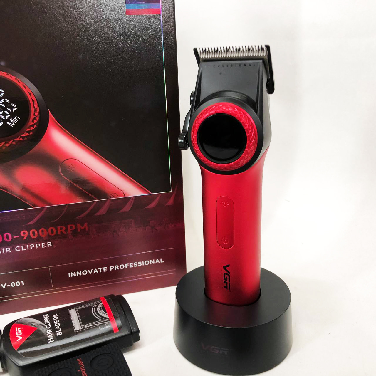 Машинка для стрижки VGR V-001 RED з дисплеєм 9000 об/хв 10 насадками 1,5–24 мм - Зображення 5