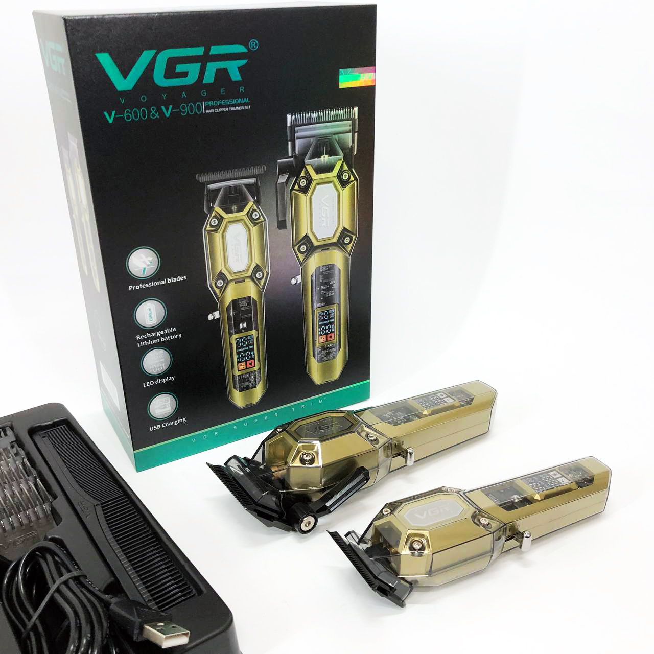 Комплект для стрижки волосся 2в1 VGR V-600 V-900 золотий - Зображення 4