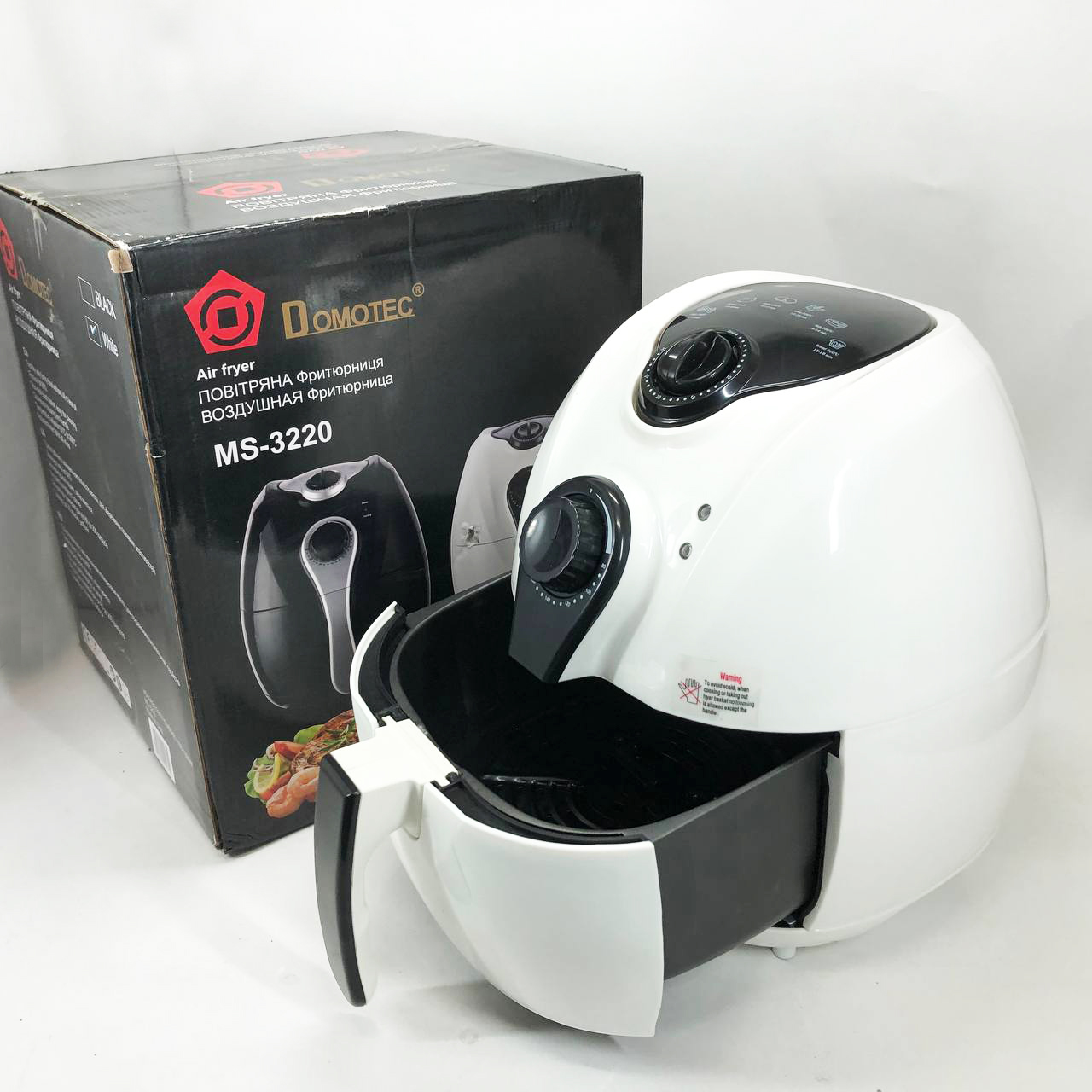 Аерофритниця Domotec MS-3220 1300 Вт 4,5 л без масла з таймером white