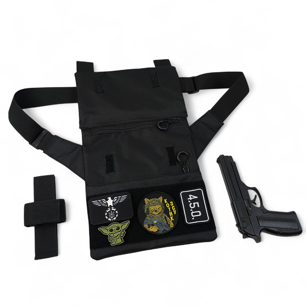 Сумка месенджер тактична з кобурою з тканини Cordura 3 кишені патч-панель - Зображення 4
