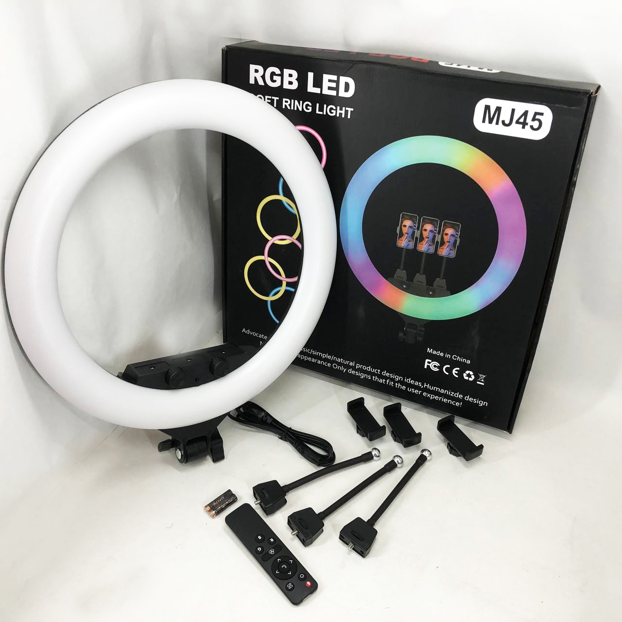 Кільцева LED-лампа RGB MJ45 45 см з тримачем для телефону та пультом - Зображення 2