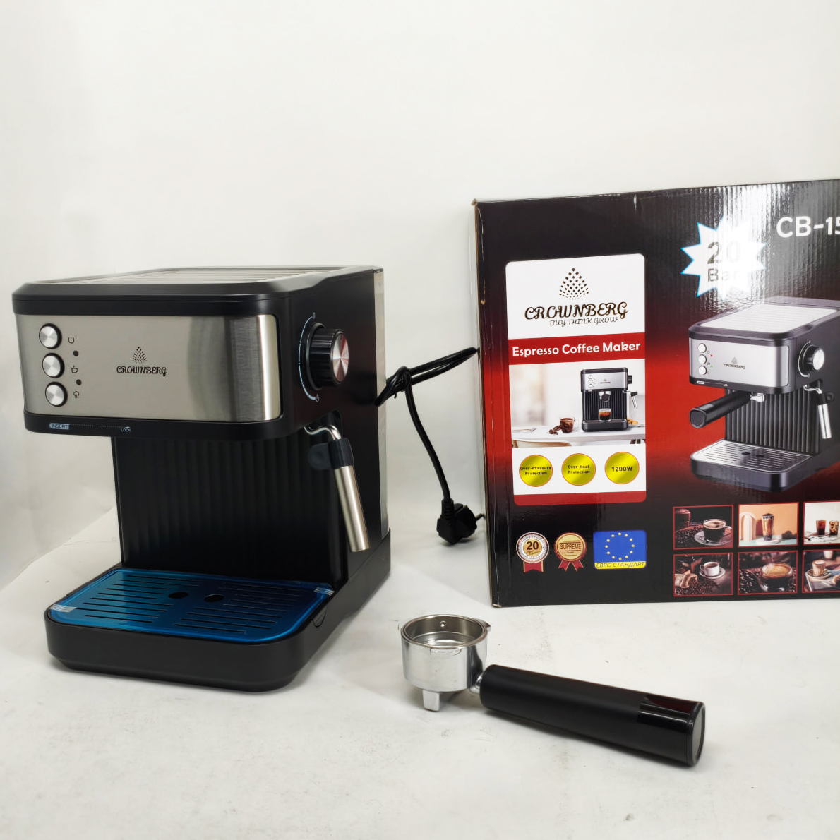 Еспресо кавоварка Crownberg CB-1570 1200 Вт 20 бар 2 чашки - Зображення 3