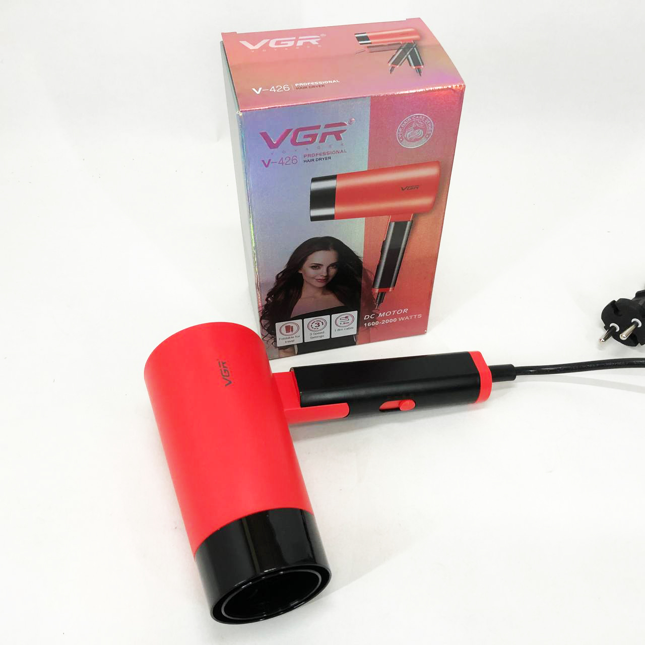 Фен VGR V-426 2000 Вт з червоною складною ручкою - Зображення 6