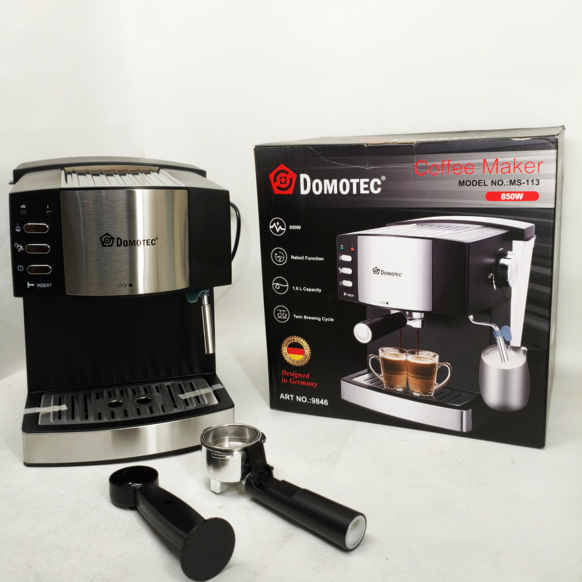 Рожкова кавомашина кавоварка Domotec MS-113 1.6л 15 Бар 850Вт - Зображення 6