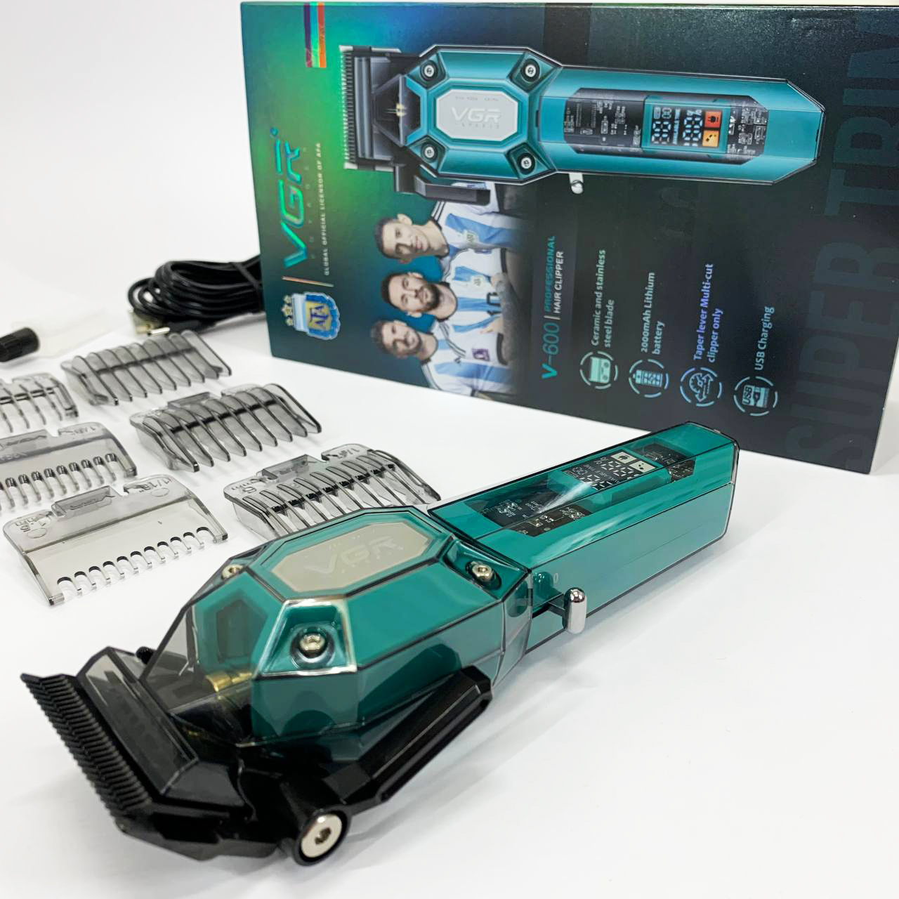 Акумуляторна машинка для стрижки VGR V-600 зеленого кольору - Зображення 4