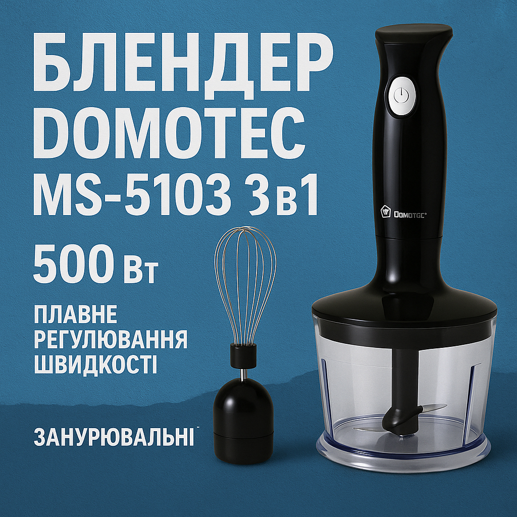 Блендер DOMOTEC MS-5103 3в1 погружной 500Вт ручной погружной блендер, электрический блендер - Зображення 45