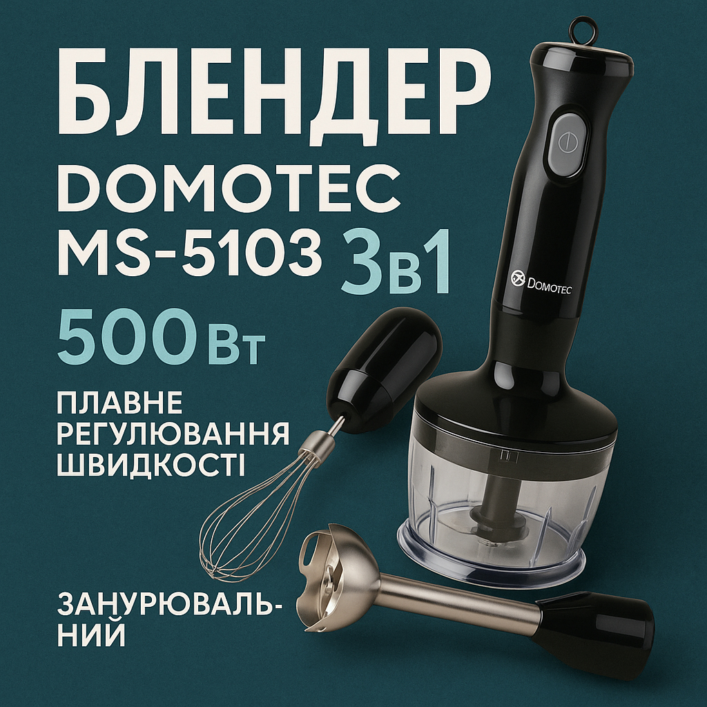 Блендер DOMOTEC MS-5103 3в1 погружной 500Вт ручной погружной блендер, электрический блендер - Зображення 52