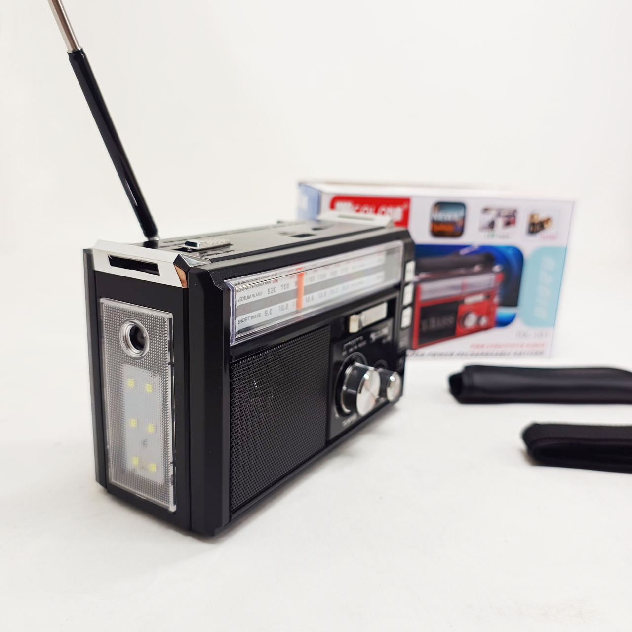 Портативний радіоприймач Golon RX-381 акумуляторний стовпчик USB SD MP3 FM чорного кольору - Зображення 3